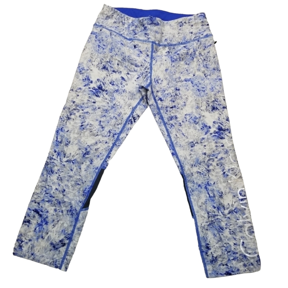 Calvin Klein Performance Blue Marble Print Leggings - Size Small
